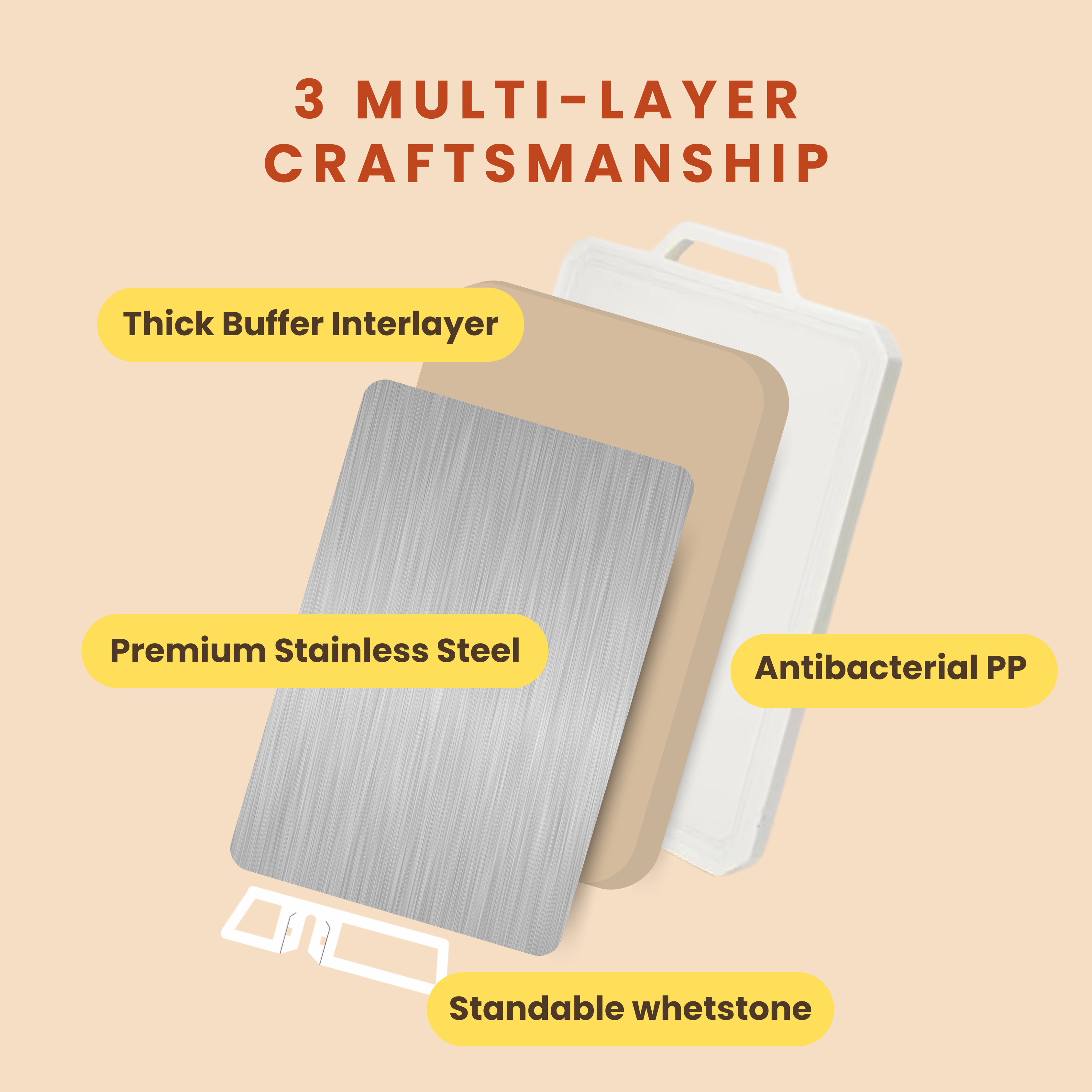 Euro Hauz™ FlexiCut Antibacterial Stainless Steel Chopping Board