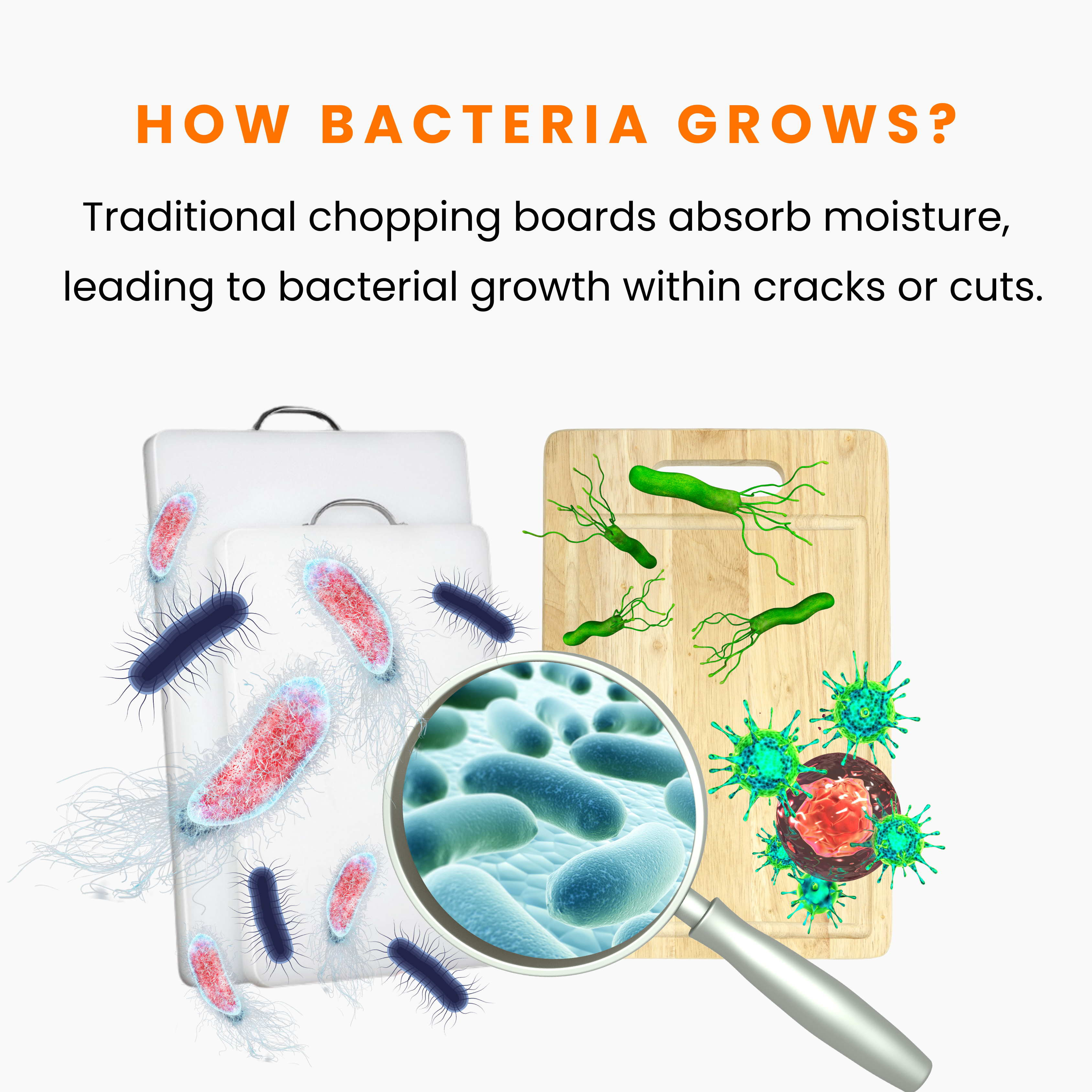 Euro Hauz™ FlexiCut Antibacterial Stainless Steel Chopping Board