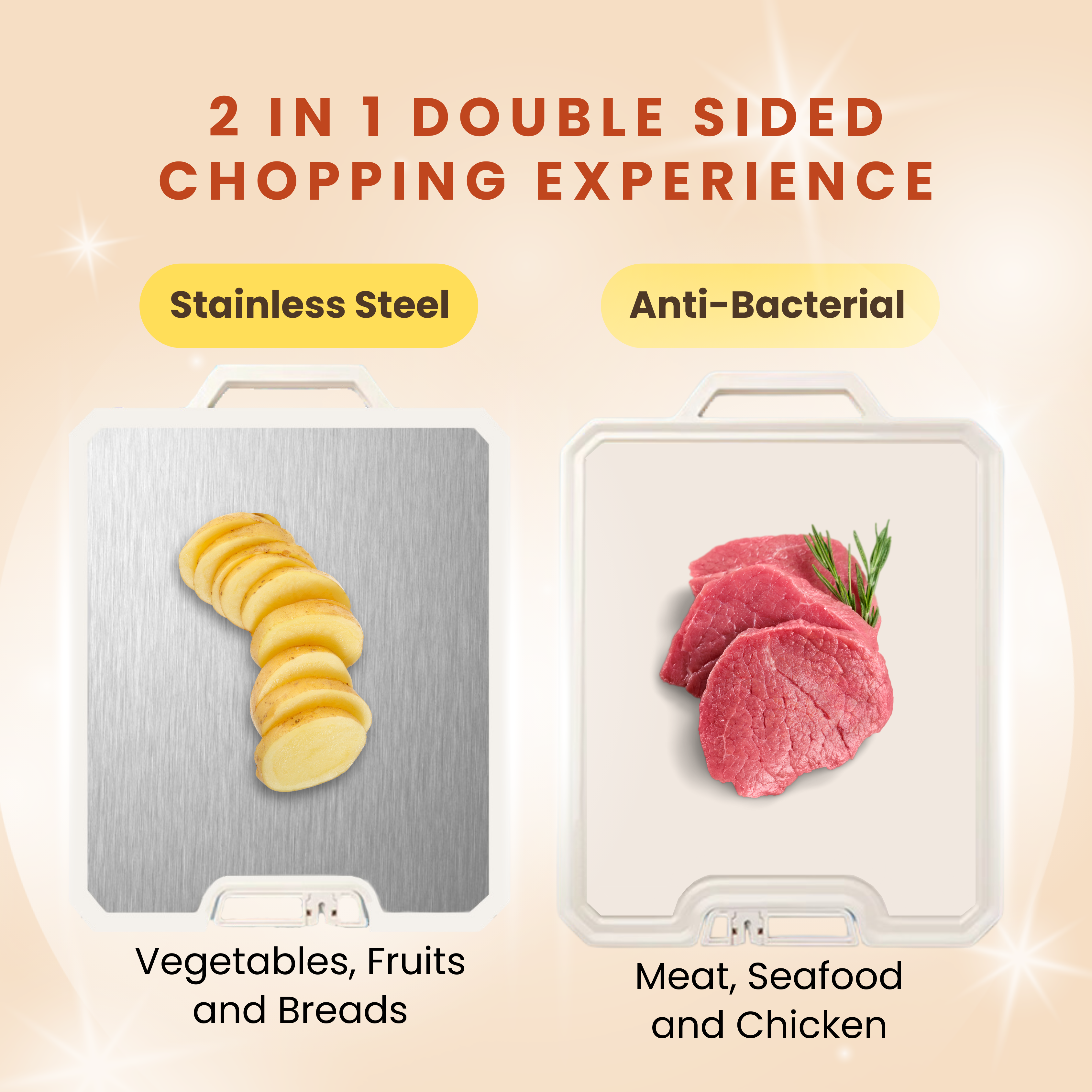 Euro Hauz™ FlexiCut Antibacterial Stainless Steel Chopping Board