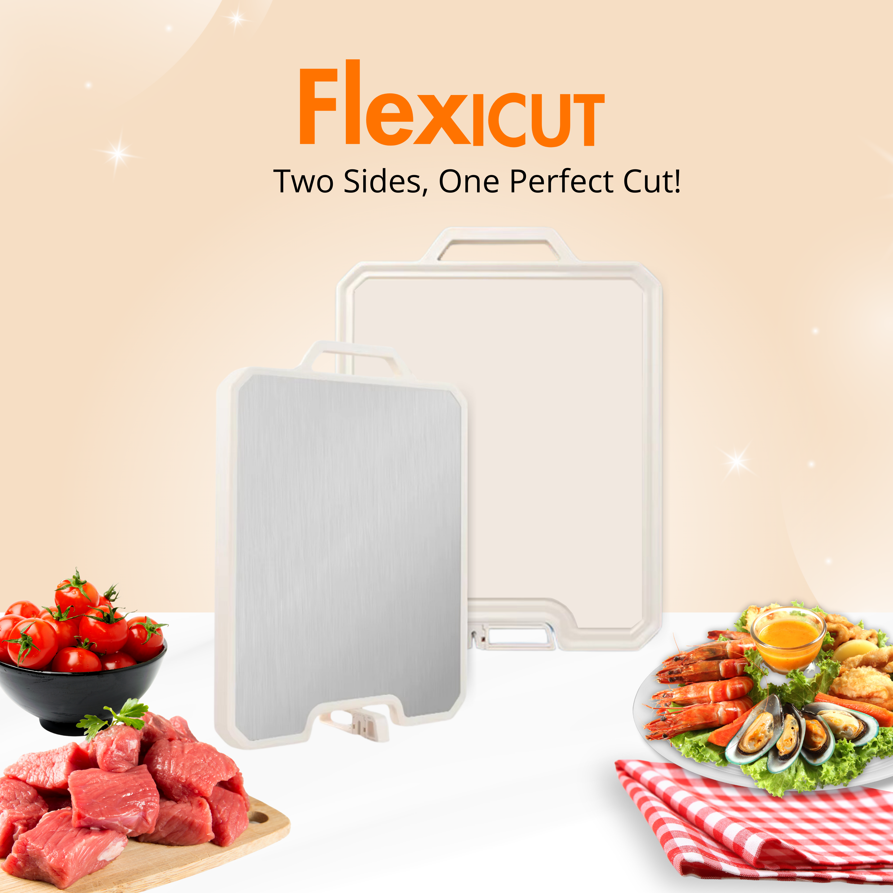 Euro Hauz™ FlexiCut Antibacterial Stainless Steel Chopping Board